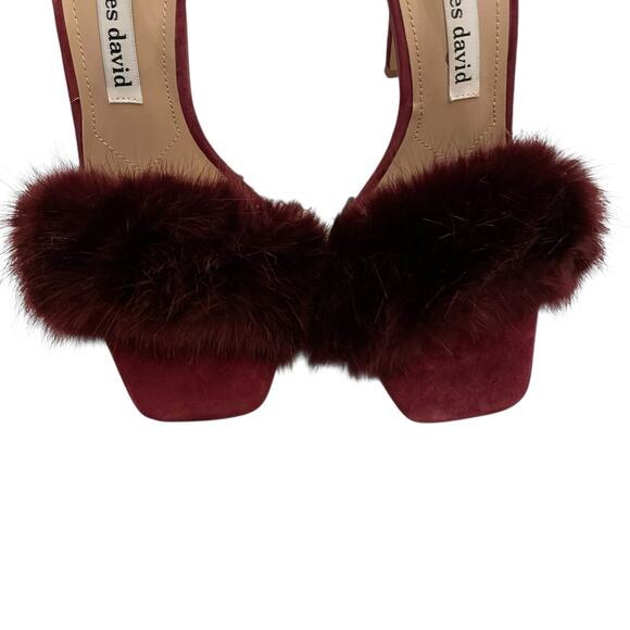 NEW Charles David Suede Faux Fur Empoli High Heel Women's 6.5M Maroon - Picture 10 of 16
